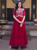 Amazing Rani Pink Embroidered Georgette Festival Wear Gown