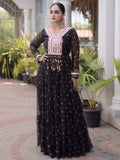 Glamorous Black Leheriya Printed Georgette Navratri Wear Gown