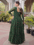 Impressive Green Leheriya Printed Georgette Navratri Wear Gown