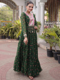 Impressive Green Leheriya Printed Georgette Navratri Wear Gown