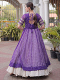 Precious Purple Patchwork Georgette Navratri Wear Lehenga With Kurti