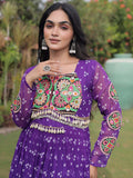 Gorgeous Purple Bandhani Printed Georgette Navratri Wear Gown