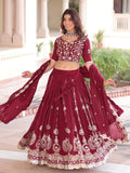 Adorable Maroon Sequins Silk Wedding Wear Lehenga Choli With Dupatta