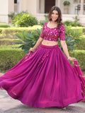 Magnificent Purple Sequins Embroidery Silk Traditional Lehenga With Blouse