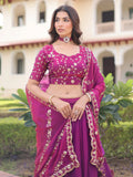 Magnificent Purple Sequins Embroidery Silk Traditional Lehenga With Blouse