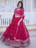 Beautiful Rani Pink Sequins Georgette Engagement Wear Lehenga Choli