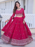 Beautiful Rani Pink Sequins Georgette Engagement Wear Lehenga Choli