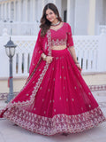 Beautiful Rani Pink Sequins Georgette Engagement Wear Lehenga Choli