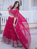 Beautiful Rani Pink Sequins Georgette Engagement Wear Lehenga Choli