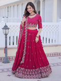 Beautiful Rani Pink Sequins Georgette Engagement Wear Lehenga Choli