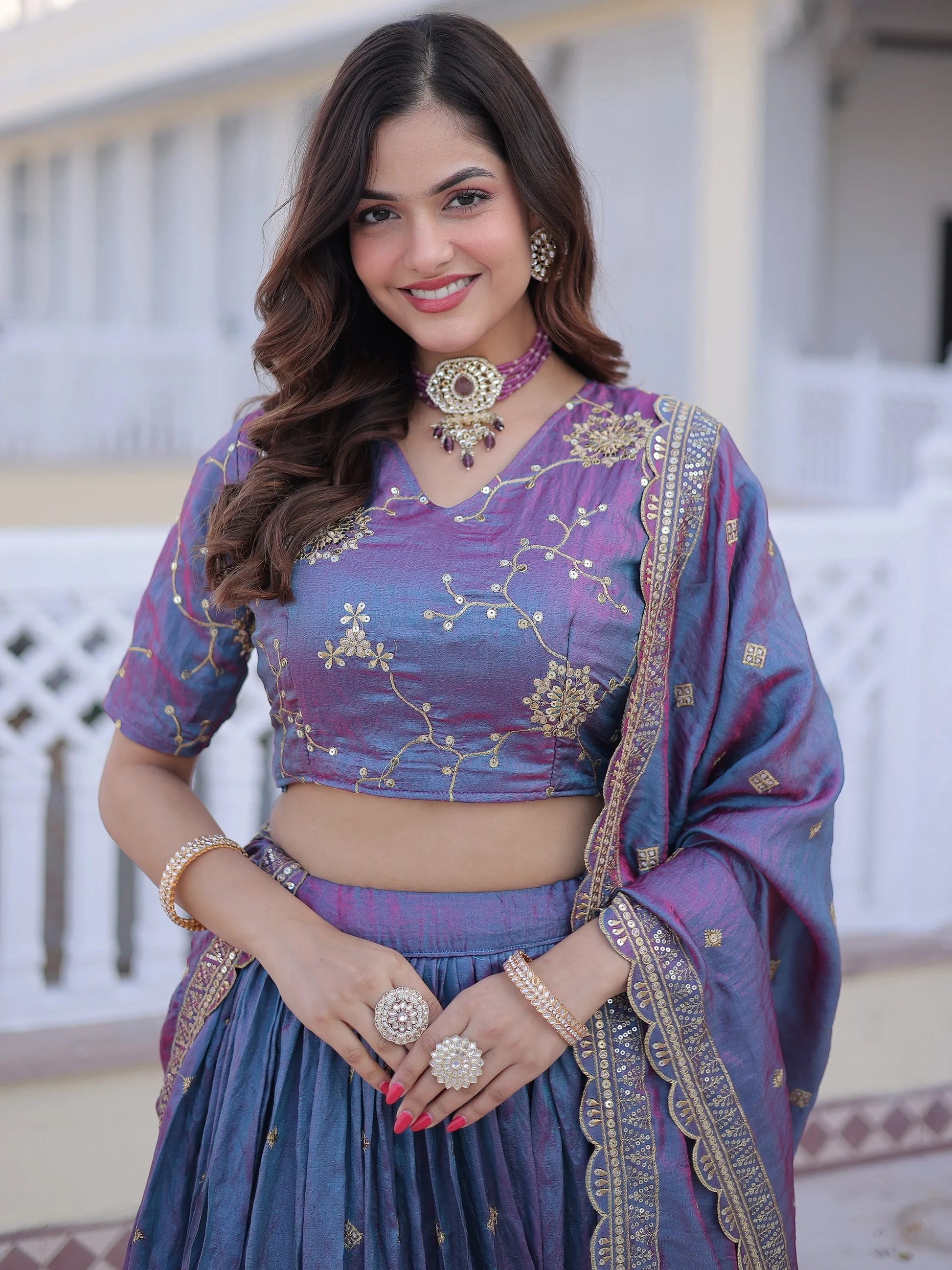 Fantastic Blue Zari Embroidery Silk Wedding Wear Lehenga Choli With Dupatta