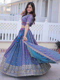 Fantastic Blue Zari Embroidery Silk Wedding Wear Lehenga Choli With Dupatta