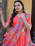 Stunning Peach Embroidered Silk Festive Lehenga Choli With Dupatta