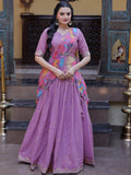 Outstanding Purple Embroidered Silk Function Lehenga Choli With Dupatta