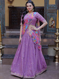 Outstanding Purple Embroidered Silk Function Lehenga Choli With Dupatta
