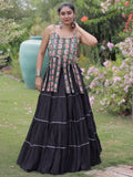 Attractive Black Patchwork Cotton Navratri Wear Lehenga Choli