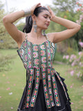 Attractive Black Patchwork Cotton Navratri Wear Lehenga Choli