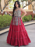 Wonderful Maroon Kutchi Work Cotton Navratri Wear Lehenga Choli