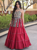 Wonderful Maroon Kutchi Work Cotton Navratri Wear Lehenga Choli