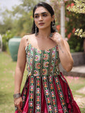 Glamorous Rani Pink Patchwork Cotton Navratri Wear Lehenga Choli