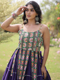 Sparkling Purple Kutchi Work Cotton Navratri Wear Lehenga Choli