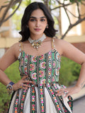 Fabulous White Patchwork Cotton Navratri Wear Lehenga Choli