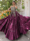 Great Wine Embroidered Cotton Navratri Wear Lehenga Choli