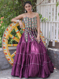 Great Wine Embroidered Cotton Navratri Wear Lehenga Choli