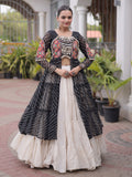 Majestic Black Patchwork Georgette Navratri Wear Lehenga With Kurti