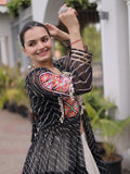 Majestic Black Patchwork Georgette Navratri Wear Lehenga With Kurti