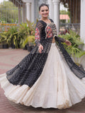 Majestic Black Patchwork Georgette Navratri Wear Lehenga With Kurti