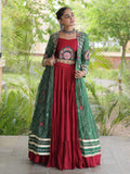 Festive Green Kutchi Work Rayon Navratri Wear Lehenga Choli