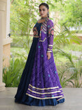Precious Purple Patchwork Rayon Navratri Wear Lehenga Choli And Shrug