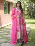 Fascinating Pink Digital Printed Silk Traditional Gown With Dupatta