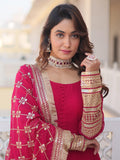 Captivating Rani Pink Georgette Traditional Gown With Dupatta