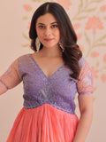 Spectacular Multi-Color Pearl Work Organza Event Wear Gown