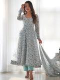 Captivating Off-White Digital Printed Chiffon Festival Wear Anarkali Suit