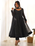 Attractive Black Laheriya Printed Georgette Festival Wear Anarkali Suit
