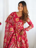 Incredible Pink Floral Printed Organza Event Wear Anarkali Suit