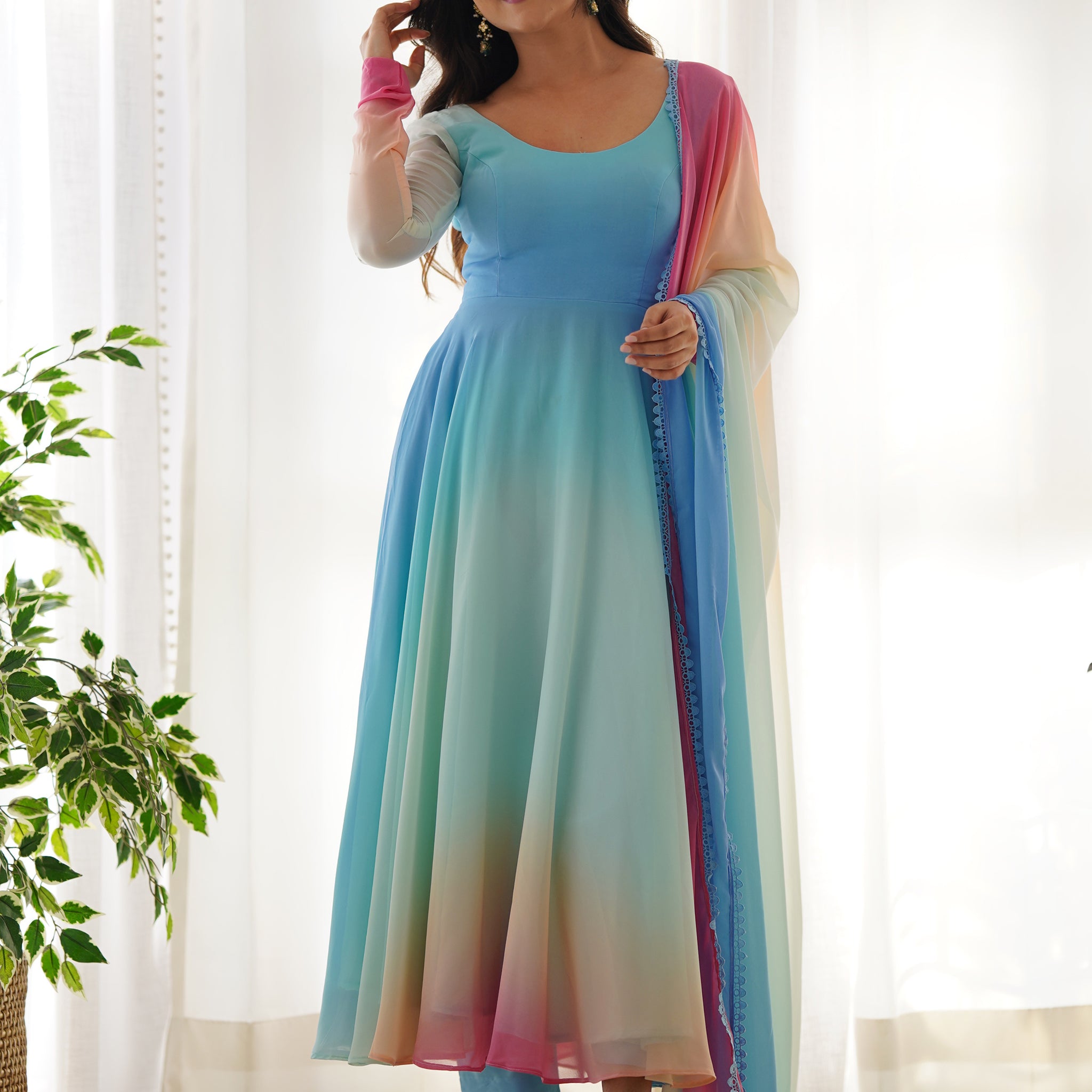 Excellent Multi-Color Georgette Event Wear Readymade Anarkali Suit