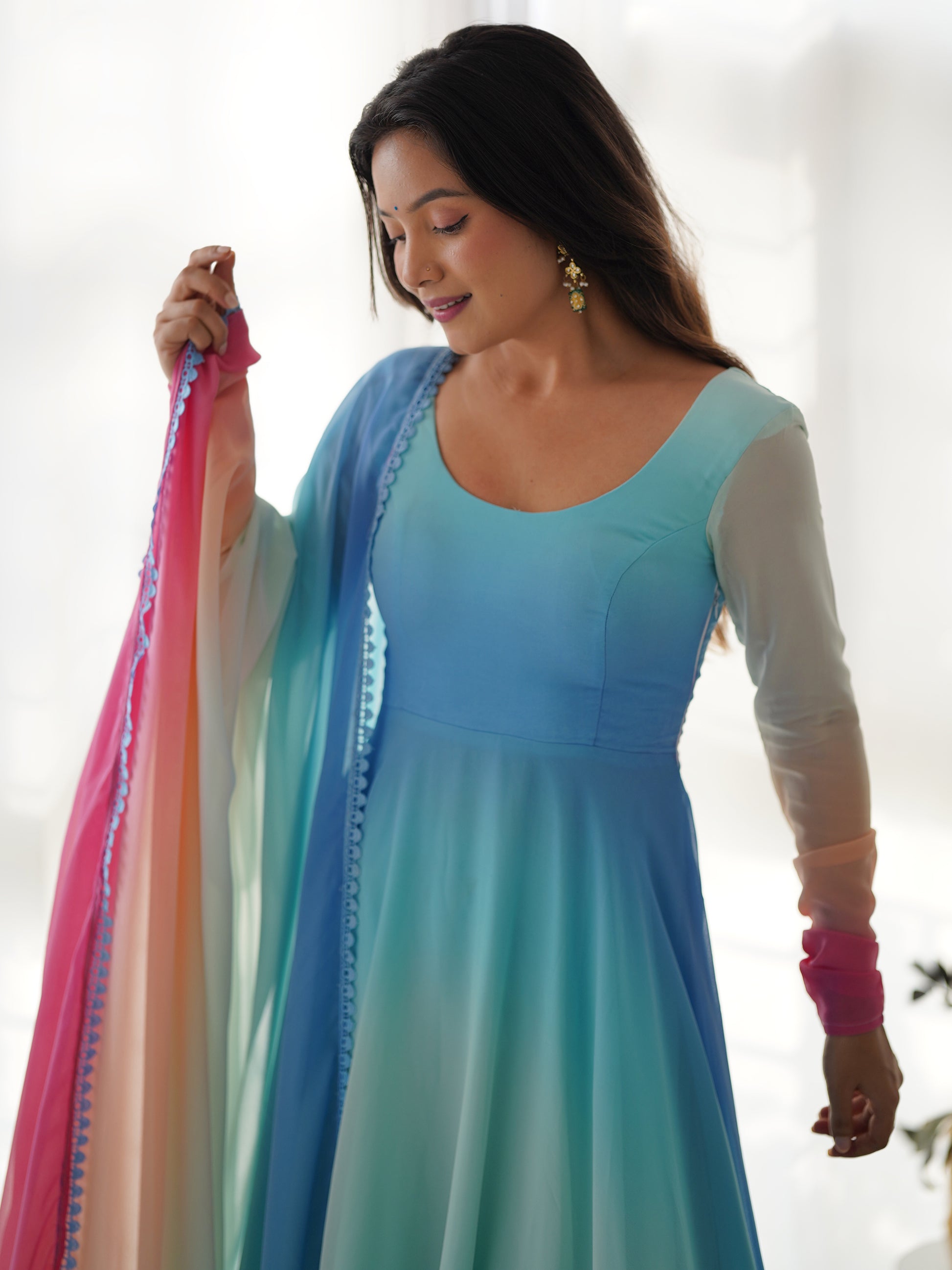 Excellent Multi-Color Georgette Event Wear Readymade Anarkali Suit