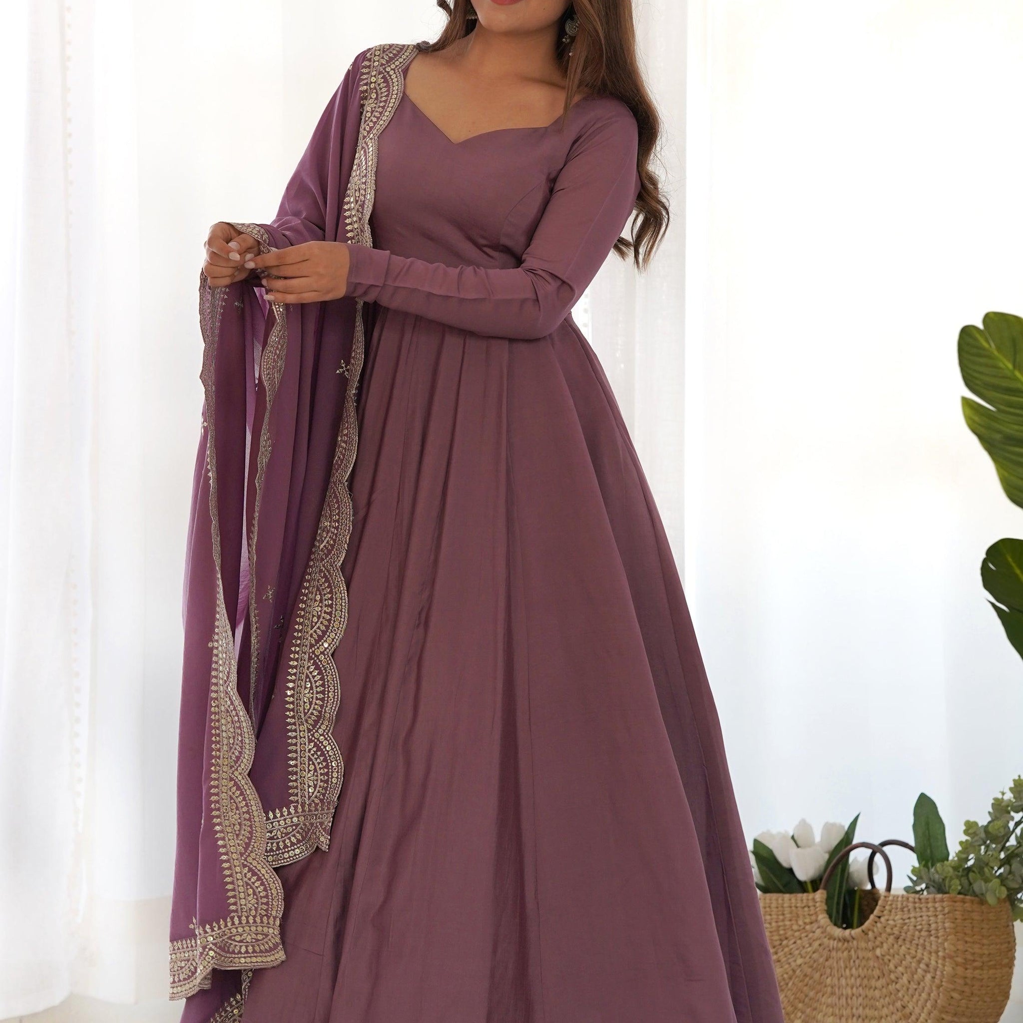 Bewitching Purple Silk Festival Wear Anarkali Suit With Dupatta