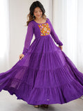 Special Purple Laheriya Printed Georgette Navratri Special Gown