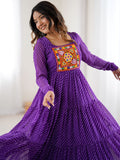 Special Purple Laheriya Printed Georgette Navratri Special Gown