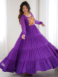 Special Purple Laheriya Printed Georgette Navratri Special Gown