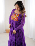 Special Purple Laheriya Printed Georgette Navratri Special Gown