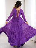 Special Purple Laheriya Printed Georgette Navratri Special Gown