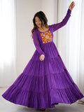Special Purple Laheriya Printed Georgette Navratri Special Gown