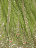 Dazzling Green Sequins Work Silk Wedding Lehenga Choli With Dupatta