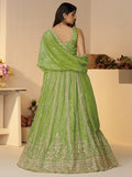 Dazzling Green Sequins Work Silk Wedding Lehenga Choli With Dupatta